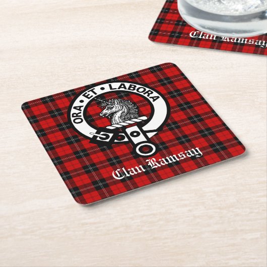Scottish Clan Ramsay Wappen & Tartan Customizable Rechteckiger Pappuntersetzer (angewinkelt)