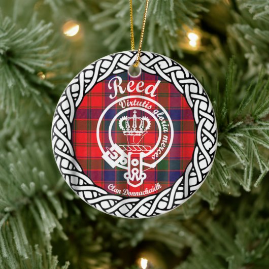Scottish Clan Reed Tartan und Wappen Keramik Ornament (Baum)
