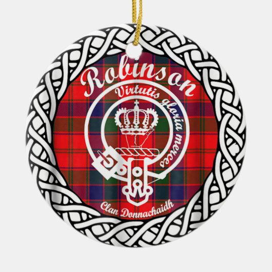 Scottish Clan Robinson Tartan und Wappen Keramik Ornament (Vorne)
