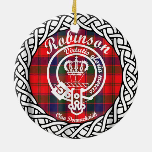 Scottish Clan Robinson Tartan und Wappen Keramik Ornament (Hinten)