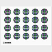 Scottish Clan Russell Tartan Kariert Runder Aufkleber (Blatt)