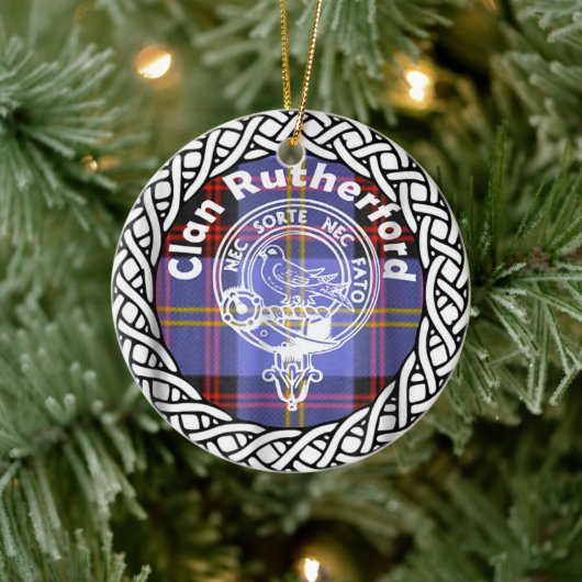 Scottish Clan Rutherford Tartan und Wappen Keramik Ornament (Baum)