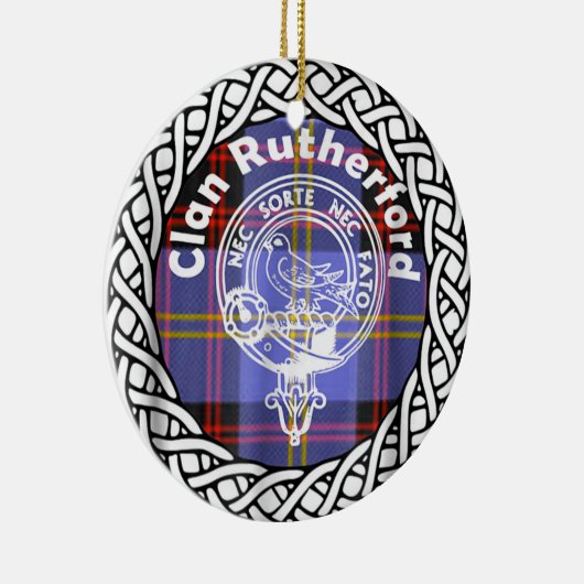 Scottish Clan Rutherford Tartan und Wappen Keramik Ornament (Rechts)