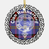 Scottish Clan Rutherford Tartan und Wappen Keramik Ornament (Vorne)