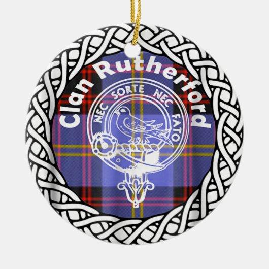 Scottish Clan Rutherford Tartan und Wappen Keramik Ornament (Vorne)
