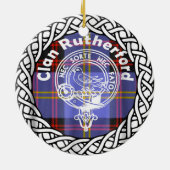 Scottish Clan Rutherford Tartan und Wappen Keramik Ornament (Hinten)