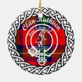 Scottish Clan Ruthven Tartan und Wappen Keramik Ornament (Hinten)