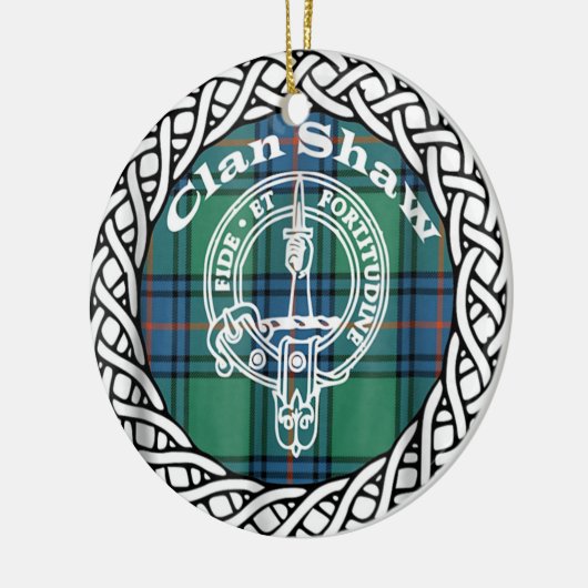 Scottish Clan Shaw Tartan und Wappen Keramik Ornament (Links)