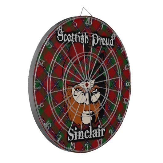 Scottish Clan Sinclair Tartan Dartboard Dartscheibe (Vorderseite Links)