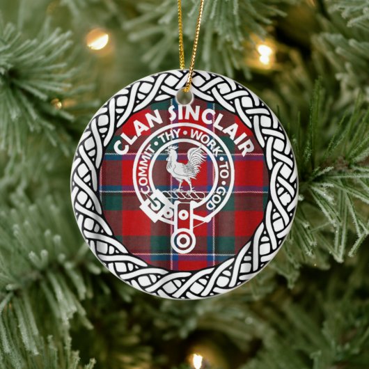 Scottish Clan Sinclair Tartan und Wappen Keramik Ornament (Baum)