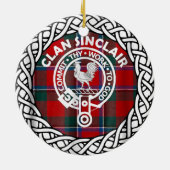 Scottish Clan Sinclair Tartan und Wappen Keramik Ornament (Hinten)