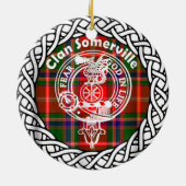 Scottish Clan Somerville Tartan und Wappen Keramik Ornament (Hinten)