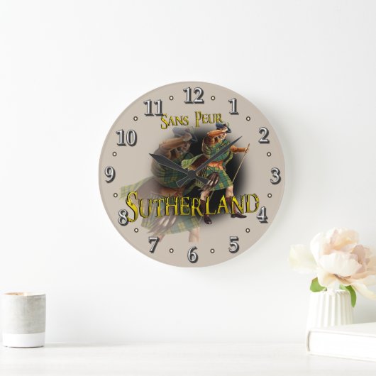 Scottish Clan Sutherland Tartan Große Wanduhr (Zuhause)