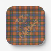 Scottish Clan Tartan Fraser Red A Frohe Weihnachte Pappteller (Vorderseite)