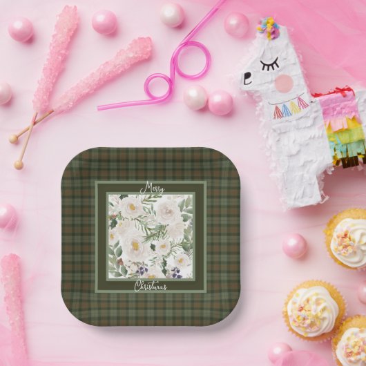 Scottish Clan Tartan Gunn Weathered Christmas Pappteller (Party)