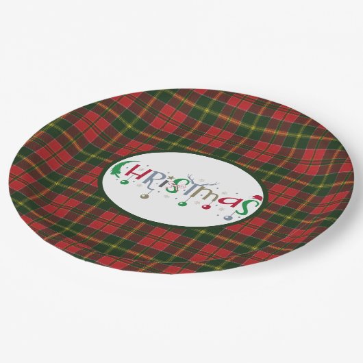 Scottish Clan Tartan MacDonald Kingsburgh Christma Pappteller (Schrägansicht)