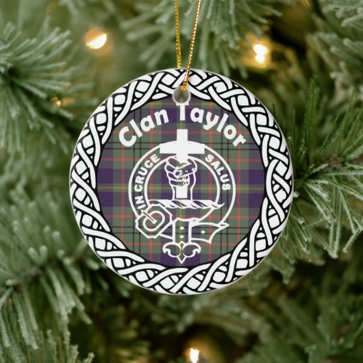 Scottish Clan Taylor Tartan und Wappen Keramik Ornament (Baum)