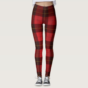 Scottish Clan Wallace Tartan Kariert Pattern Leggings