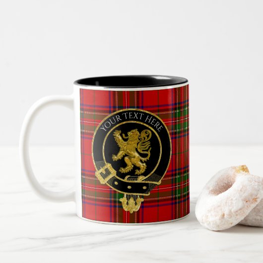 Scottish Clan Wappen Lion Tartan Zweifarbige Tasse (Mit Donut)