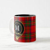 Scottish Clan Wappen Monogram Tartan Zweifarbige Tasse (Vorderseite Links)