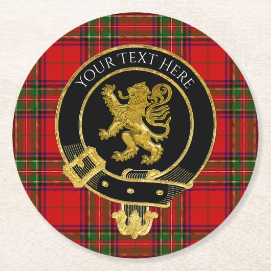 Scottish Clan Wappen Rampart Tartan Runder Pappuntersetzer (Vorderseite)