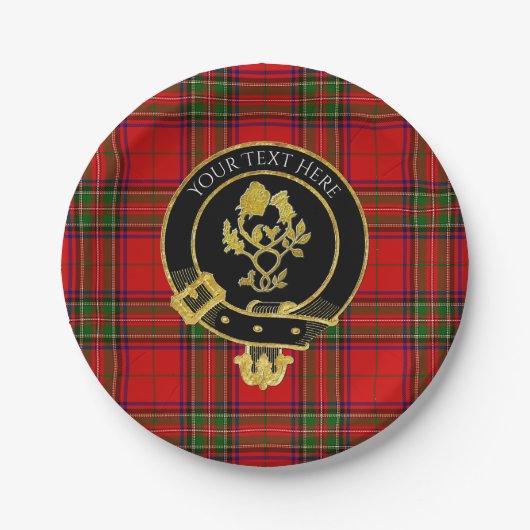 Scottish Clan Wappen Rose Thistle Tartan Pappteller (Vorderseite)