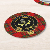 Scottish Clan Wappen Thistle Tartan Runder Pappuntersetzer (Angewinkelt)