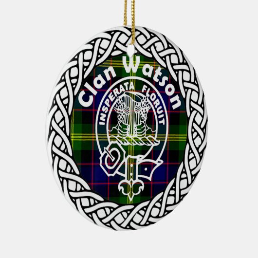 Scottish Clan Watson Tartan and Crest Keramik Ornament (Rechts)