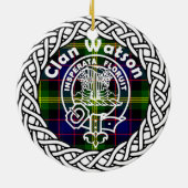 Scottish Clan Watson Tartan and Crest Keramik Ornament (Hinten)