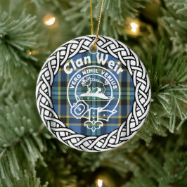 Scottish Clan Weir Tartan and Crest Keramik Ornament