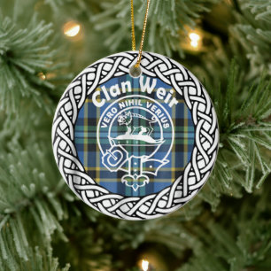 Scottish Clan Weir Tartan and Crest Keramik Ornament