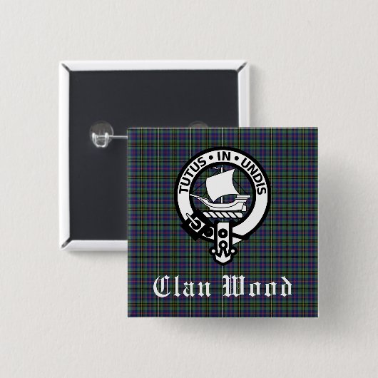 Scottish Clan Wood Wappen & Tartan Button (Vorne & Hinten)