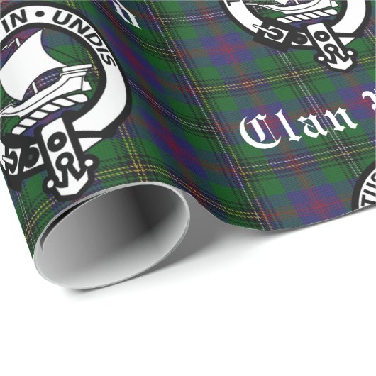 Scottish Clan Wood Wappen & Tartan Geschenkpapier (Rolleneckpunkt)