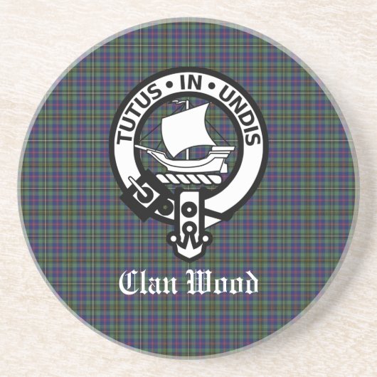 Scottish Clan Wood Wappen & Tartan Getränkeuntersetzer (Vorne)