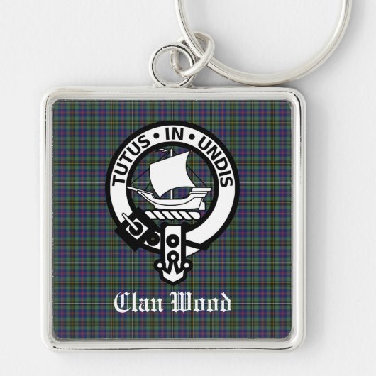 Scottish Clan Wood Wappen & Tartan Schlüsselanhänger (Vorne)