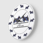 Scottish Clan Zuhause Tartan Kariert Scottie Dogs Große Wanduhr (Winkel)