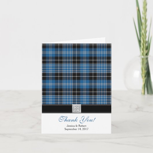 Scottish Clark Tartan Wedding Danke-Card Dankeskarte (Vorderseite)