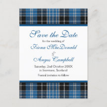 Scottish Clarke Clark Tartan Wedding Save the Date
