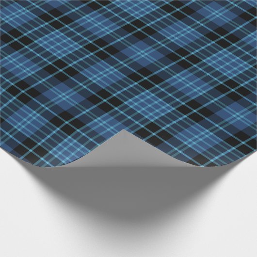 Scottish Clergy Tartan Blue und Black Kariert Geschenkpapier (Ecke)