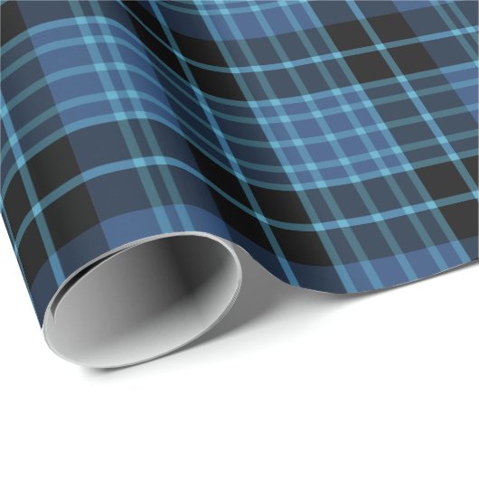 Scottish Clergy Tartan Blue und Black Kariert Geschenkpapier (Rolleneckpunkt)
