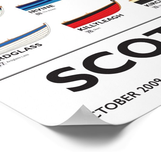 Scottish Coastal Rowing Poster - Skiffs, 5 jr. v4 (Ecke)