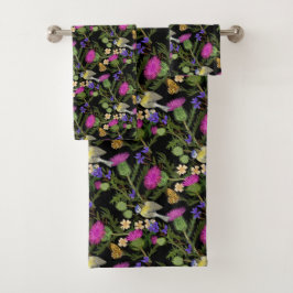 Scottish Cotattcore Thistle Pattern Badhandtuch Set