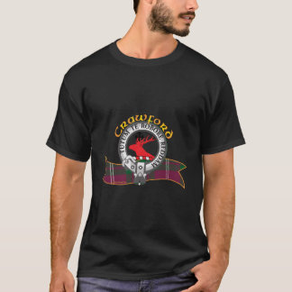 Scottish Crawford Clan Tartan Wappen A Stag's Head T-Shirt