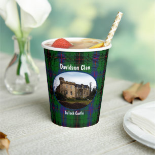 Scottish Davidson Clan Castle Tartan Pappbecher