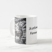 Scottish Deer in Snowy Glen Black & White Linocut Kaffeetasse (Vorderseite Links)
