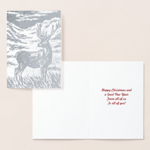 Scottish Deer Stag in Snowy Highland Glen Print Folienkarte