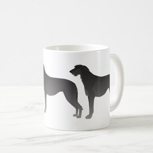 Scottish Deerhound Basic Dog Breed Silhouette Kaffeetasse (VorderseiteRechts)