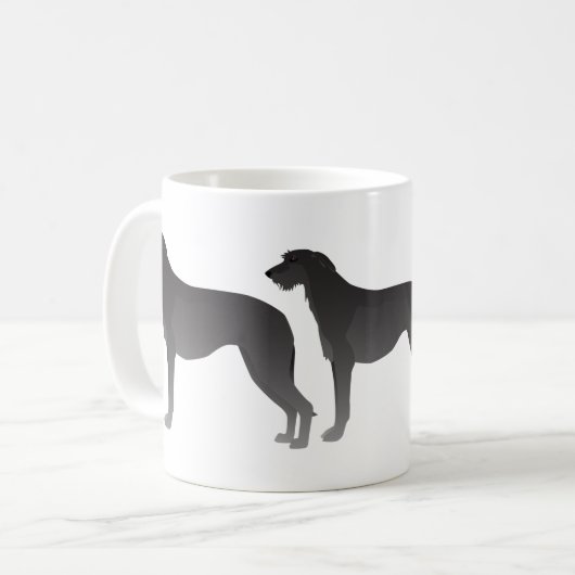 Scottish Deerhound Basic Dog Breed Silhouette Kaffeetasse (Vorderseite Links)