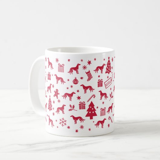 Scottish Deerhound Christmas Design Kaffeetasse (Vorderseite Links)