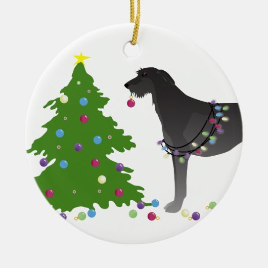Scottish Deerhound Christmas Design Keramik Ornament (Vorne)